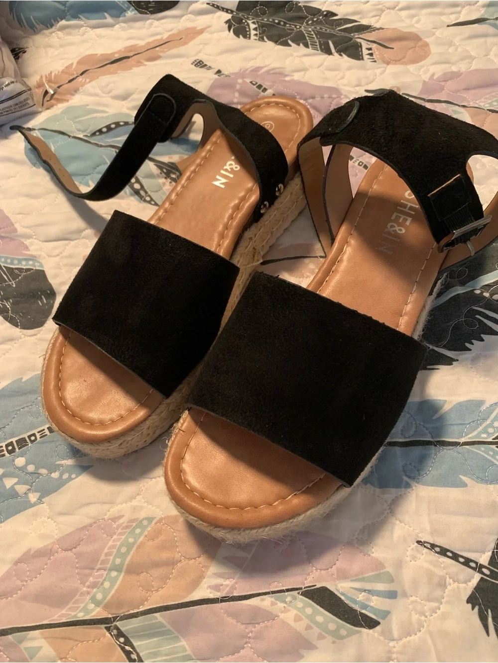 Women’s Espadrille Platform Sandals Beige & Black-2 pairs